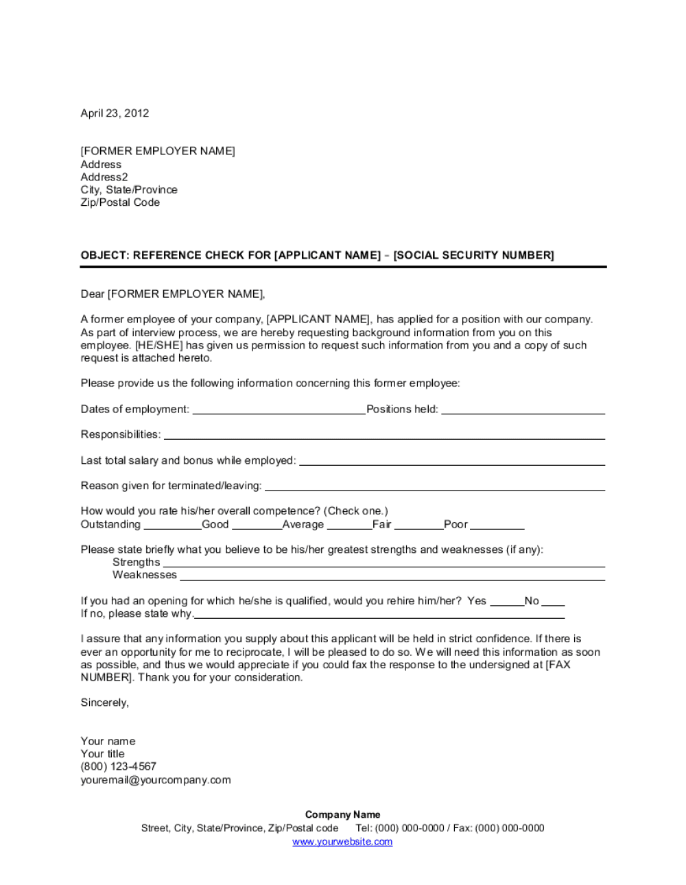 30 Reference Check Templates And Forms Free And Premium DOC PDF