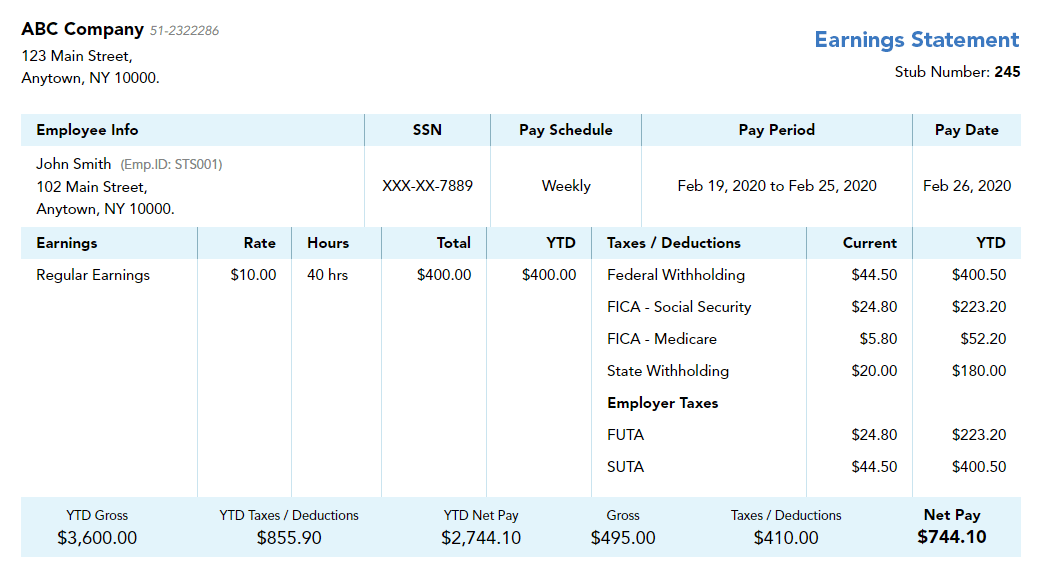 40+ Effective and Printable Pay Stub Templates for Employees