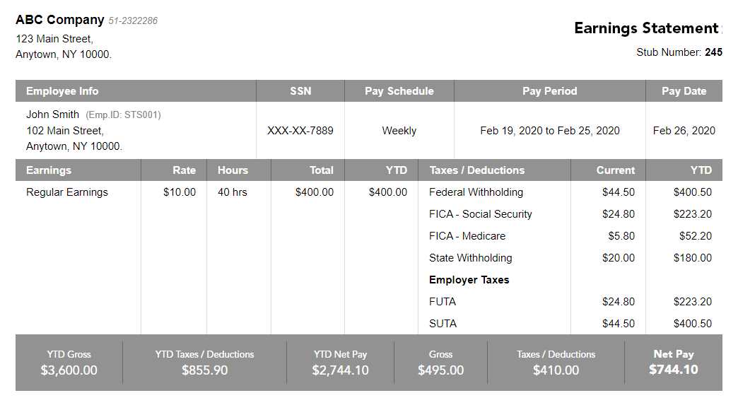 40 Effective And Printable Pay Stub Templates For Employees